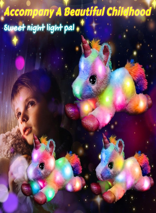 Easfan LED Unicorn Plush Light-up Stuffed Animal with Colorful Night Lights Glow in The Dark Birthday Festival for Kids Toddlers Girls Rainbow,10” - Image 3